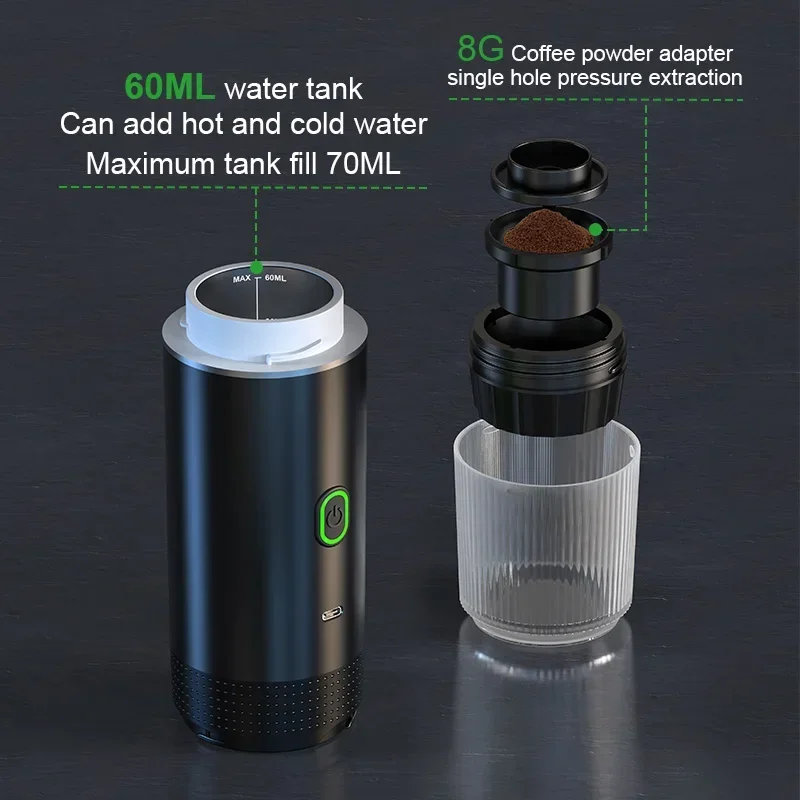 3-in-1 Wireless Electric Portable Espresso Coffee Machine